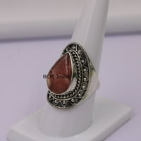 Fini srebrni rodokrositni prsten za žene ručno rađene u Jaipuru