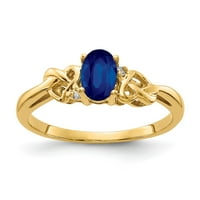 Čvrsta 14k žuto zlato 6x ovalna safir plava rujan drago kameno dijamantna rujan Veličina prstena