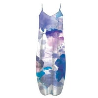 Zunfeo Žene Ljetne haljine - Odštampana haljina bez rukava Casual V izrez Flash Pick Maxi Haljina Novi