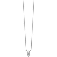 Sterling Silver RH pozlaćen bijeli ledeni saten i polirani .04ct dijamantska ogrlica proizvedena u Indiji
