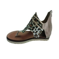 GUZOM Ženske sandale Flip flops za žene Udobne ležerne sandale Leopard tiskane plaže cipele - Khaki