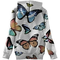 jsaierl dukseve za žene Fleece obložene zip up džemperske jakne Butterfly Graphic Dugljev odjeća Ležerne