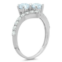 1.98ct okrugli rez plavi simulirani dijamant 14k Bijelo zlato Graviranje Izjava bridalne godišnjice Angažovanje vjenčanog prstena veličine 7.25