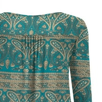 GINGDIN Women's Plus File Floral Majica s dugim rukavima Okrugli izrez Loonice TOP M-4XL