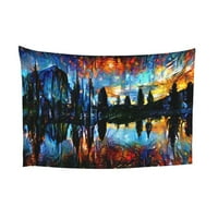 Smiješna tapiserija za spavaću sobu estetika, jezero zalaska sunca planine drveće uzorak zidna tapiserija za dnevni boravak