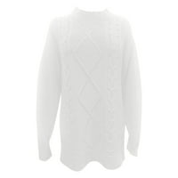 Koacommrk PI džemperi za žene čišćenje Ženske čvrste boje Crewneck preveliki pulover Jesen kabel dugih