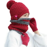 Yoone četverodijelne žene zimske tople vunene kape sa poklopcem za lice bib rukavice