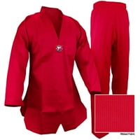 Prowin V-izrez Taekwondo rebrasta pamučna odbojka crvena TKD GI uniforma