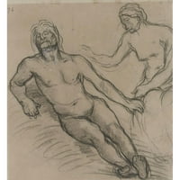 Pierre Puvivs de Chavannes Crna modernog uokvirenog muzeja Art Print pod nazivom - čovjek leži na zemlji