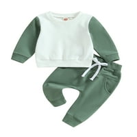 Huakaishijie Toddler Baby Boy Outfit Set kontrastna boja dugih rukava i hlače TrackSit