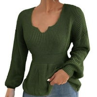 Xinqinghao Ženski pulover Vrući džemper vrhovi dugih rukava s dugim rukavima Duks zeleni m