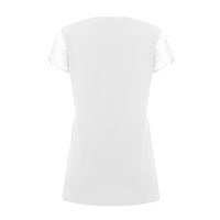 Ženski bluze Ženska modna ljetna V-izrez čipkasti čipka s kratkim rukavima Uskrsni dan tiskani majica Tunic Top bijeli XXL