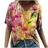 Ženske ljetne vrhove modne tiskane majice kratkih rukava bluza okrugli vrat casual vrhovi