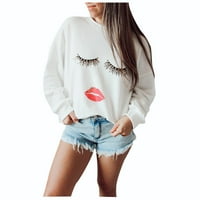 Bluze za ženske ženske jesenje i zimske nove modne tipke Hoodie Topwomen majice bijeli + xxl