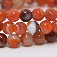 Red Sardony Agate Gemstone okrugli perle Stretch narukvica 6.5 Unisex