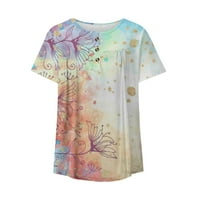 Ženska majica Grafički kratki rukav dugme za rezanje Cvet printed na plesova cvjetni fis tee bluza
