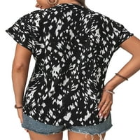 Niuer dame vrhovi V izrez bluza kratki rukav košulje sa labavim tunikom Leopard Ispiši crna l