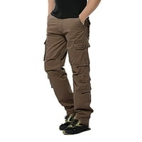 Yuwull muške plus veličina teretnih hlača na otvorenom na otvorenom sa više džepnim srednjim strukom labave planinarske pantalone pantalone kafe