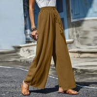Ženske ležerne modne pantalone opušteno fit visokog struka Čvrsta boja u boji bočne gumne ukras hlače