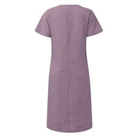 Homchy haljina za žene Ljeto Ležerne prilike pune boje kratkih rukava O-izrez O-izrez Obloga labavog