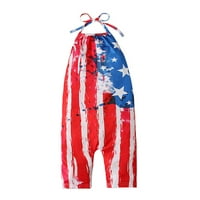 Taqqpue 4. jula Djevojka odijela Dječja dječja ljetna neovisnost Dan remenice bez rukava bez rukava kratak kombinezon za djecu Dan nezavisnosti Patriotska američka zastava koja odgovara odjeću 1- godina