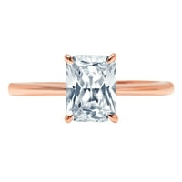1. CT Sjajni zračni rez simulirani plavi dijamant 14K Rose Gold Solitaire prsten SZ 7.75