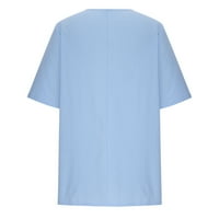 Ljetne žene pamučne posteljine majice na vrhu casual labavog montiranja trendy čvrsta tunika gumba kratkih