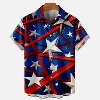 Qolati majice za muškarce Vintage kratki rukav lagani dugme dole Henleys bluza Američka zastava Prelis