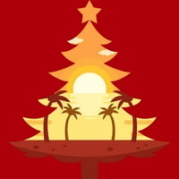 Cool Božić u srpnju Božićno drvce zalazak sunca Juniors Red Graphic Tee - Dizajn ljudi M