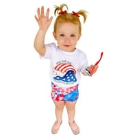 Outfit za bebe Postavite djevojke Dan nezavisnosti Kratki rukav 4. jula Torbi za majicu Hraštaci Dvije skupove djevojaka za Toddler