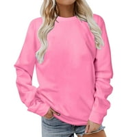 Yubatuo Ženska modna okrugla vrat dugih rukava pulover pulover Love, dukserišta ležerne duksere za žene vruće ružičaste XL
