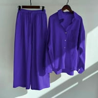 Wozhidaoke linen hlače Žene Ljeto Žene Retro Plus size Pamučna košulja odijelo visoki saloni za žene
