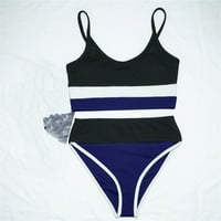 Kupaći kostim plus veličine za žene bandeau bikini kratki rukav retro a-line Halter crni m