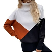 Olyvenn Podudaranje u boji Blok pleteni kratki džemperi za žene Labave Ležerne prilike ženske modne