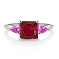 GEM kamen kralj 3. CT smaragdni rez Crveno Napravljeno Ruby Pink Created Sapphire 10k bijeli zlatni