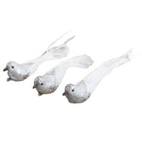 Umjetne pjenaste perje ptice na isječcima za božićni ukras