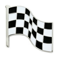 Pinmart-ova crno-bijela kariračka trkačka zastava emajl rever