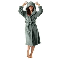 Ženska pidžama dvostruka džepna kapuljača flanela ogrtač mekana i topla noćna dom