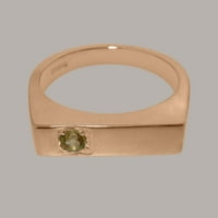 Britanska napravljena 18K ruža zlatni prsten sa prirodnim peridot muškim prstenom - Veličine opcije - Veličina 11.25
