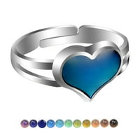 Podplug Day Day Day, temperaturni prsten za prsten za srce u obliku srca ljetni nakit ljetni prsten različitih boja Podesivi prsten
