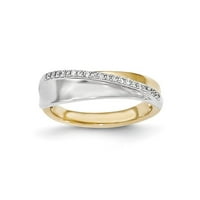 14K dvotonski zlatni real dijamantski polirani prsten
