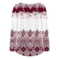 Yuwull Ljeto jesen Trendy dugih rukava za žene cvjetni print Boho vrhovi majica slatka toka gumba gore