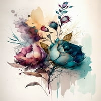 Priroda četkica - cvjetni akvarel platnena zidna umjetnost