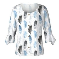 Apepal bluze za žene ispisuju košulje od ruffle rukava na majicama down thirts-a ženske vrhove bijele
