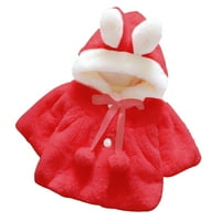 Sdjma Toddler Girls Solid Color Plish Slatka zečja uši zimski duksevi gusti kaput ogrtač