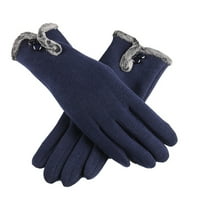 Rygai Par ženske rukavice plišane zgušnjavanje dva gumba vrlo topla biciklizam rukavice za klizanje, plavo