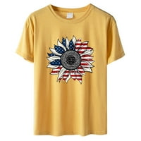 Fanxing Women cvjetne sitnice USA zastava tiskana bluza Slatka čipka za kroket bluze vrhove dame kratkih