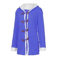 Miayilima blue s kardigan za žene casual pleteni gumb s dugim rukavima guste s dugim rukavima kaput sa kapuljačom
