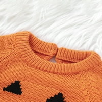 MA & Baby Toddler Baby Halloween Pleteni džemper Romper dugih rukava Pumpkin lica Print BodySuit
