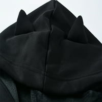 Penskeiy dukseve za ženske pulover dugih rukava s kapuljačom s kapuljačom slatka gotička uši kapuljača bluza crna y2k odjeća